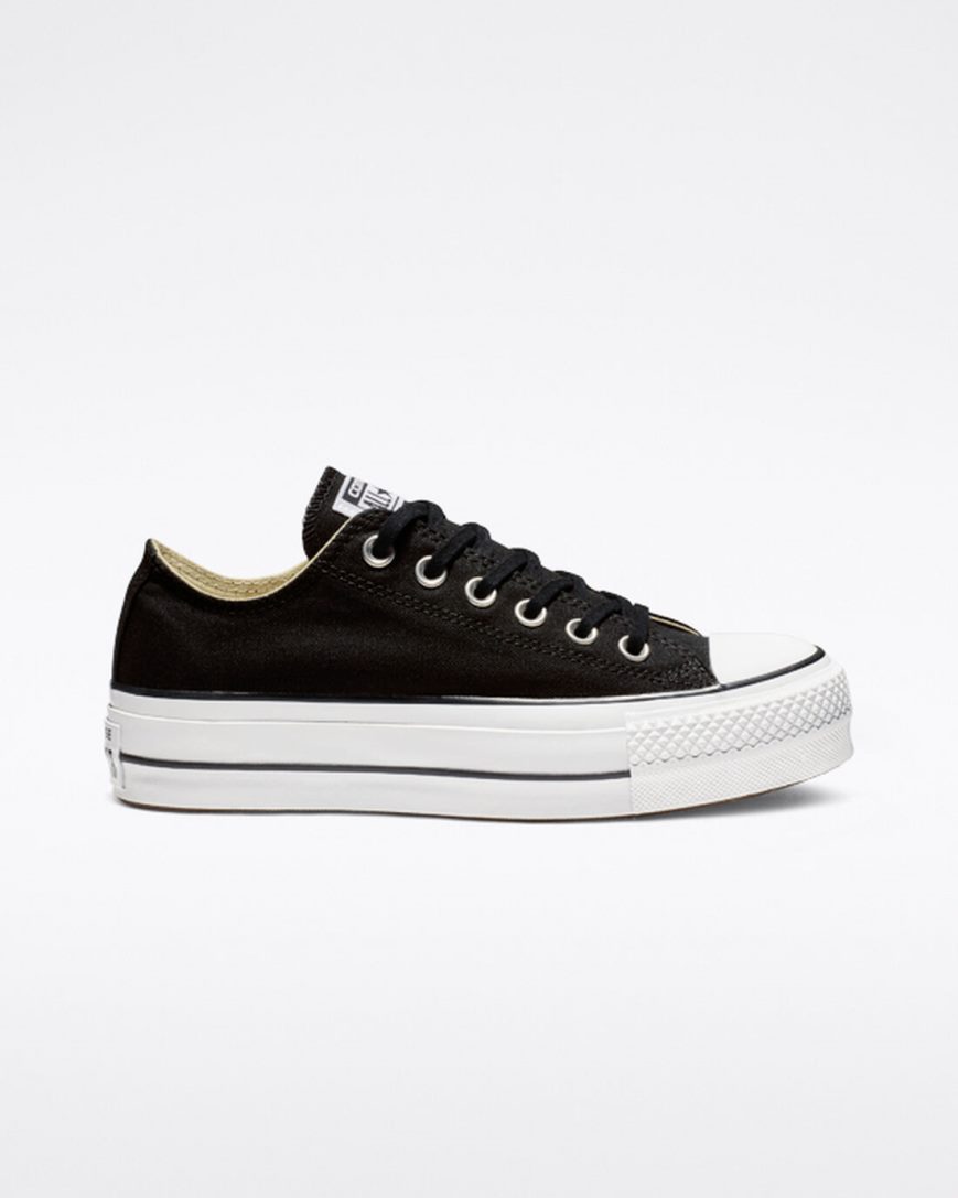 Pantofi Platforma Dama Converse Chuck Taylor All Star Lift Panza Low Top Negrii Albi | RO ANKPR637